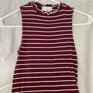 Tillys maroon and white striped tank
